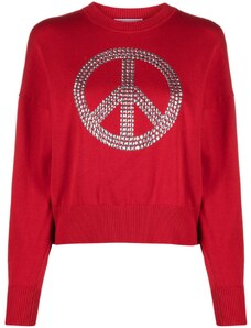 MOSCHINO JEANS rhinestone-embellished peace sign jumper - Red