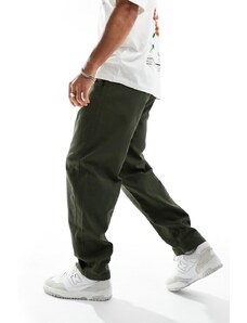 Selected Homme barrel fit twill trousers in khaki-Green
