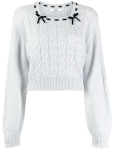 b+ab bow-detail cable-knit jumper - Blue
