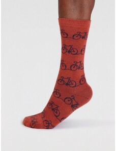 Thought Fashion UK Bavlněné ponožky Bennie Bike clay red 41-46