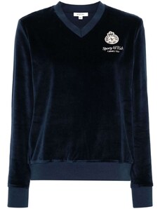 Sporty & Rich logo-appliqué velour sweatshirt - Blue