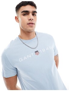GANT 1949 shield logo print t-shirt in light blue