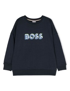 BOSS Kidswear logo-print crew-neck sweatshirt - Blue