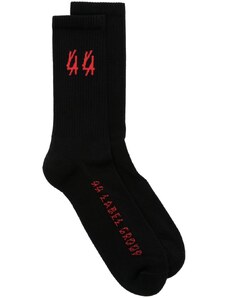 44 LABEL GROUP logo-intarsia ribbed socks - Black