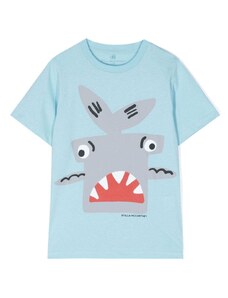 Stella McCartney Kids Shark-print cotton T-shirt - Blue