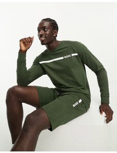 Boss Bodywear tape sweatshirt in khaki-Green