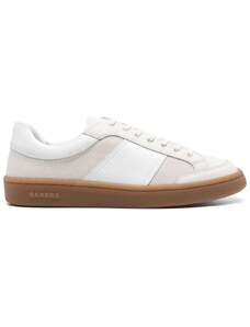 SANDRO mesh-detailed leather sneakers - White