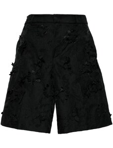 JNBY floral-appliqué knee-length shorts - Black