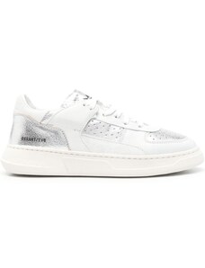 RUN OF Panda panelled leather sneakers - Silver