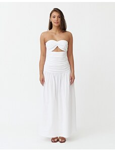 4th & Reckless bandeau cut out dropped waist maxi dress in white