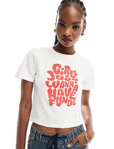 Something New baby tee with 'Girls Just Wanna Have Funds' print in white
