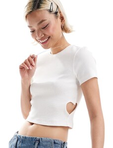 ONLY ribbed top with open heart detail in white