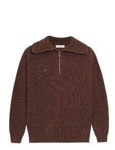 PANGAIA - Recycled Cashmere Half Zip Sweater - chestnut brown