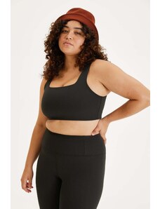 Girlfriend Collective Black RIB Tommy Cropped Bra