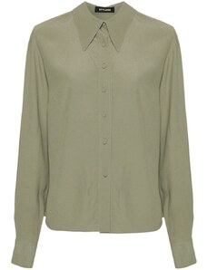 STYLAND spread-collar crepe shirt - Green