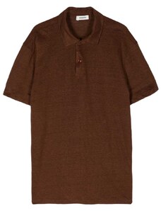 SANDRO mélange linen polo shirt - Brown