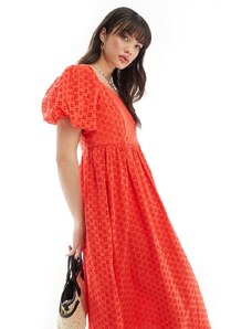 Selected Femme broderie maxi dress in red