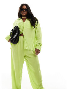 Esmee Curve loose fit beach trouser co-ord in lime-Green