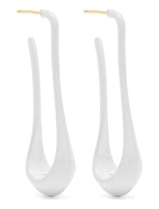 LEMAIRE glossy-finish drop earrings - White