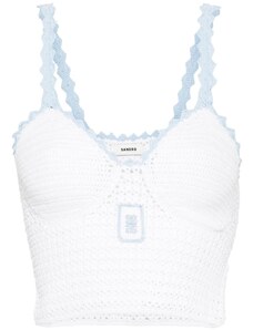 SANDRO contrast-trim knitted top - White