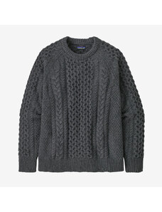 Patagonia Recycled Wool-Blend Cable-Knit Crewneck Sweater in Hex Grey
