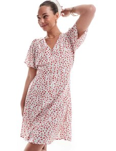 JDY Tall shirred top maxi dress in ditsy pink floral