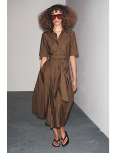 zara shirt dress brown Zara Brown Mock Neck Short Sleeve Dress main image 0