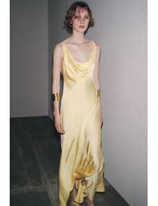 ZARA ZW COLLECTION LONG SATIN DRESS Dark navy XS - GLAMI.eco