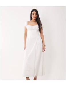Princess Polly Lillette linen blend lace trim tie front open tie back maxi  dress in white - GLAMI.eco