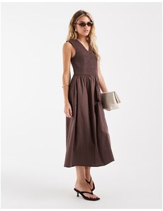 ZARA LINEN BLEND MIDI DRESS WITH BELT Light beige XS - GLAMI.eco