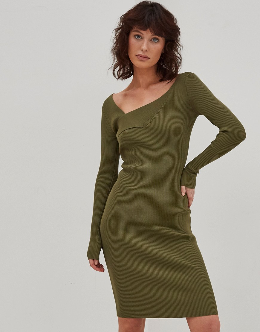 khaki green jumper dress