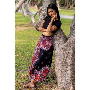 Black Bamboo Rayon Lotus Harem Pants