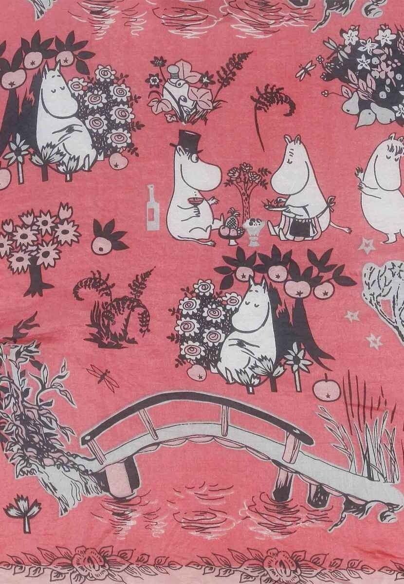 Lasessor Finsko Hedvábný šátek loop-scarf Moomin Picnic pink