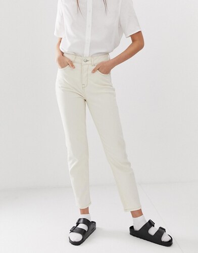 Selected Femme ecru mom jeans-White - GLAMI.eco