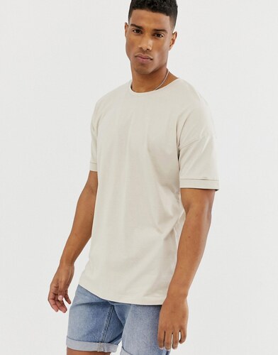 Selected Homme Drop Shoulder Oversized T Shirt Beige Glami Eco