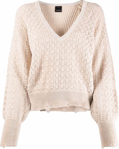 white v neck knitted jumper