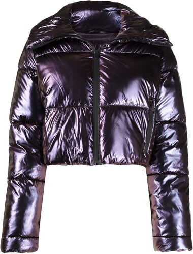 cropped purple puffer jacket