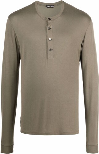 TOM FORD long-sleeve Henley T-shirt - Green 