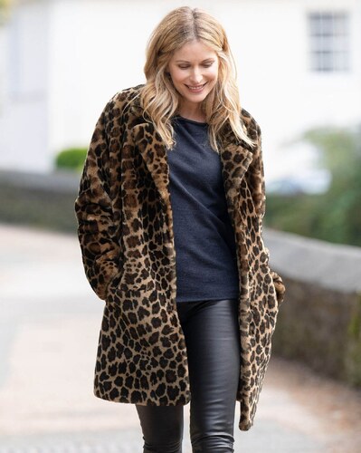 Leopard Print Sheepskin Coat - GLAMI.eco