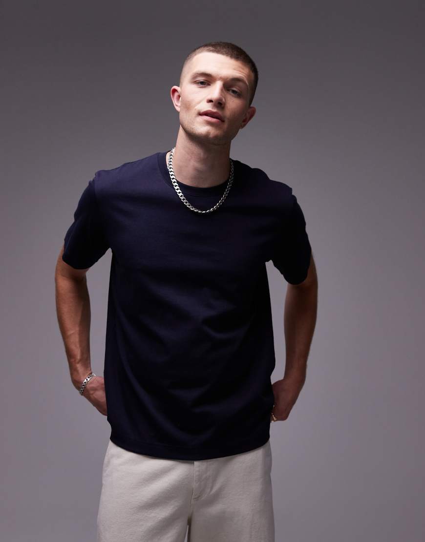 ARKET heavyweight jersey t-shirt in navy blue