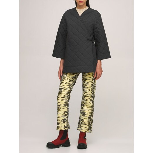 GANNI Stretch Canvas Quilted Wrap Coat 