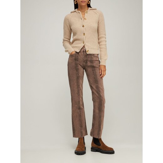 Don't Think Twice Tall DTT Tall Bianca high waisted wide leg disco jeans in  camel-Neutral 