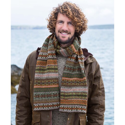 Celtic & Co. Men's - Lambswool Fair Isle Scarf - Green - 1 Size Only
