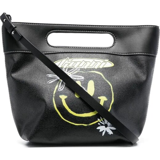 GANNI Smiley print tote bag Black GLAMI.eco