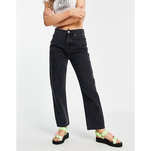 Don't Think Twice DTT Sultan paper bag waist jeans in washed black 