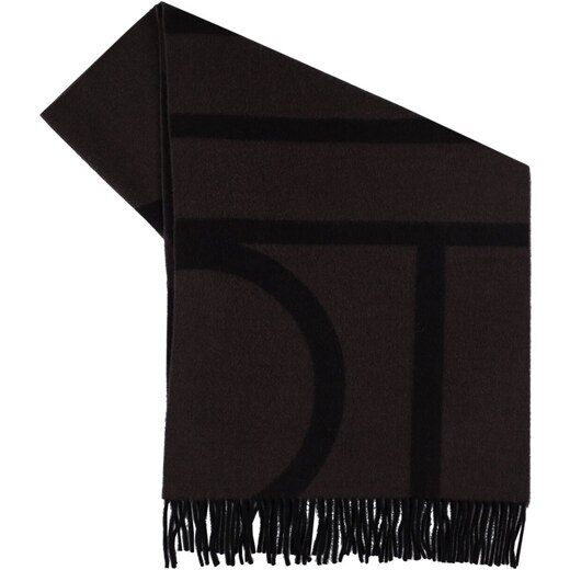 Monogram jacquard wool scarf dark grey mélange – Totême