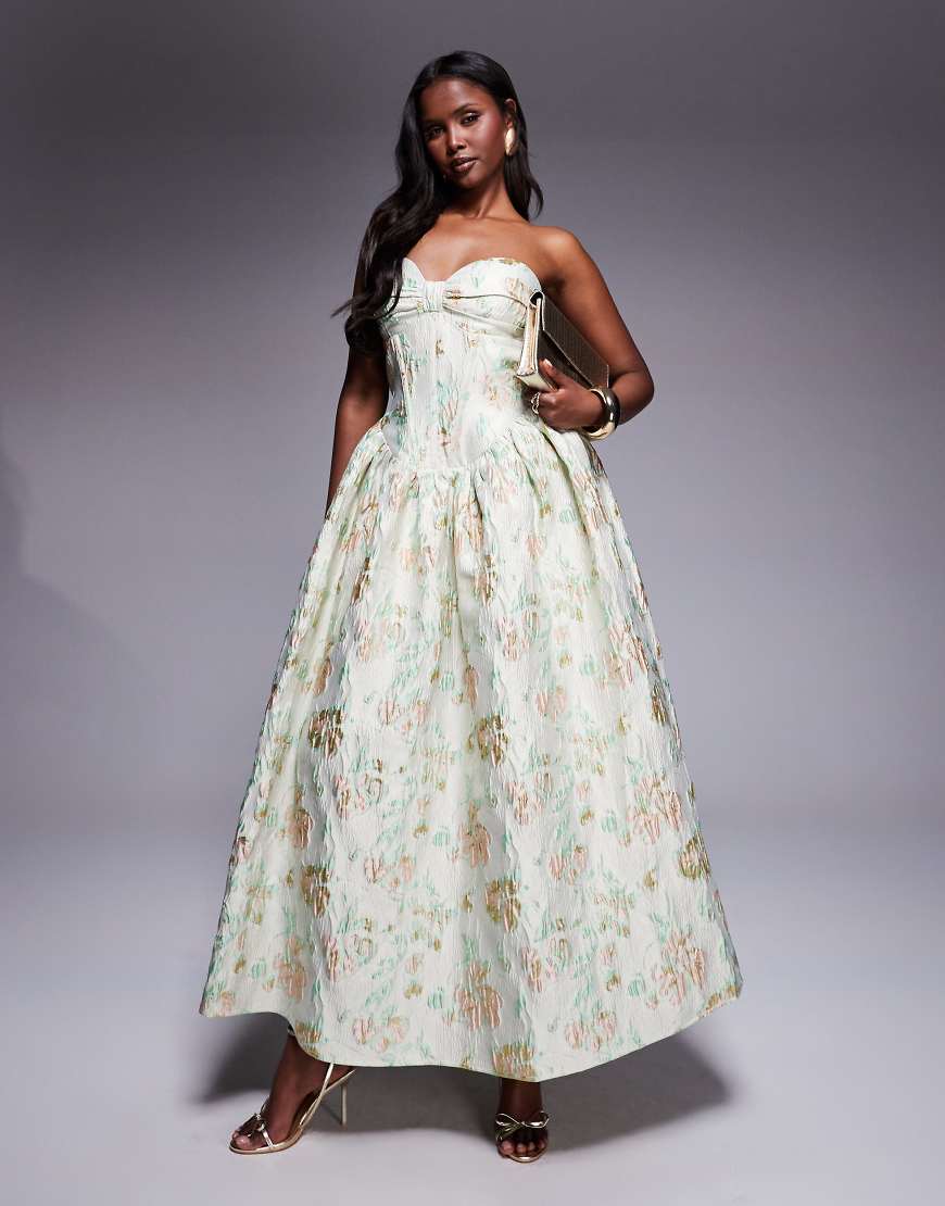 asos floral embroidered tiered maxi dress Mac Duggal Women's Embellished Long Flare Sleeve Mesh A-Line Dress - Blue - Size 2 main image 0