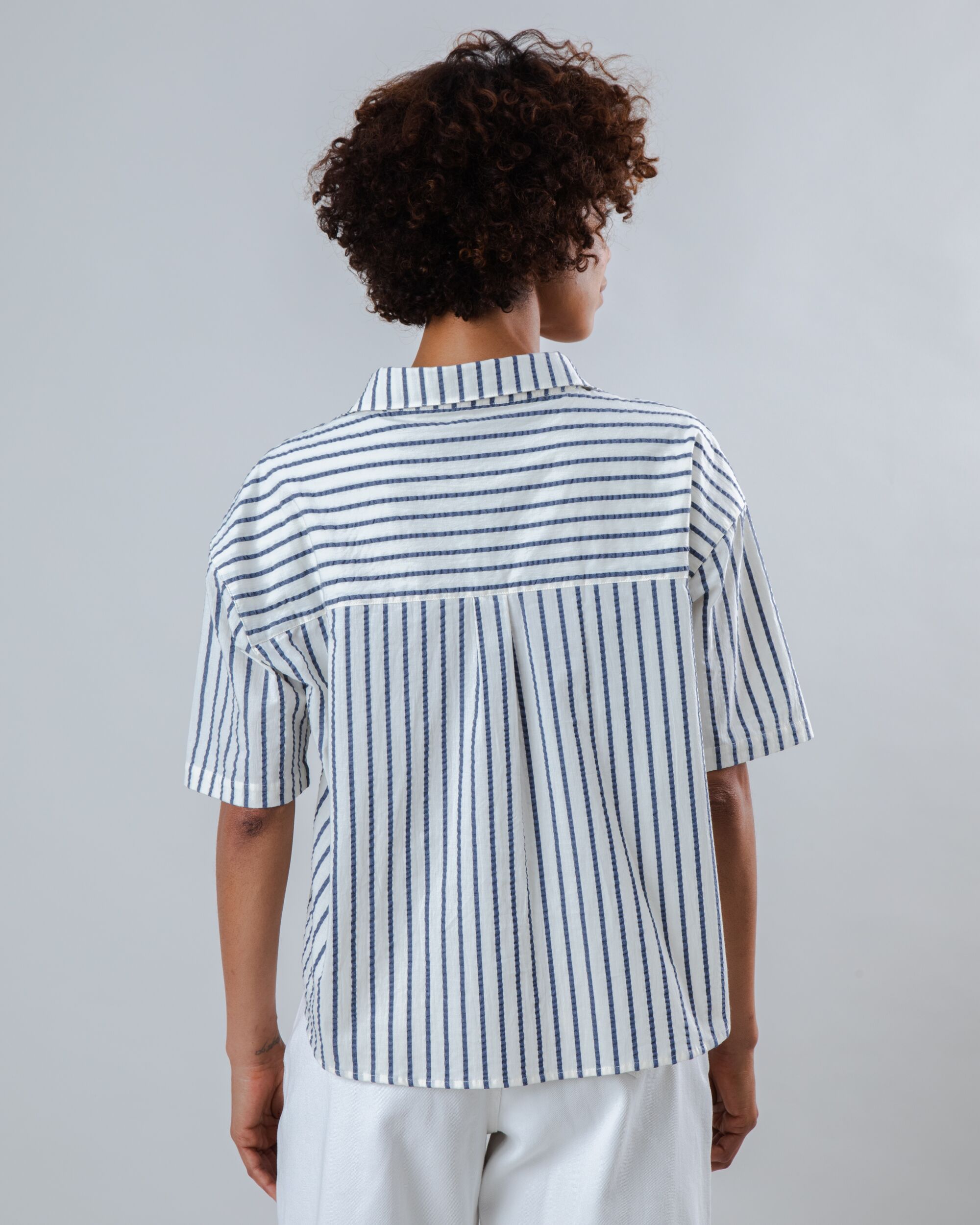 Brava Fabrics Sailor Cropped Blouse Blue - 100% Organic Cotton