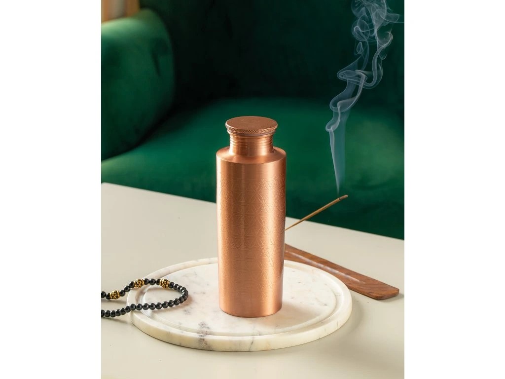 Forrest & Love měděná lahev na vodu gravírovaná Květ života 700 ml