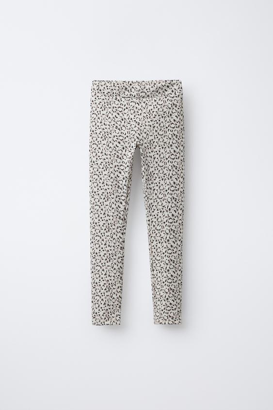 ZARA SPORTY ANIMAL PRINT LEGGINGS Brown 6/7 years (122 cm)